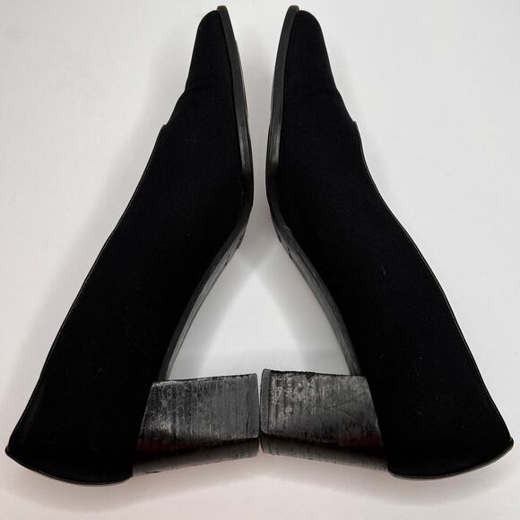 Stuart Weitzman Black Square Toe Fabric Low Heel Pumps Shoes Sz 9 AA - Picture 5 of 10